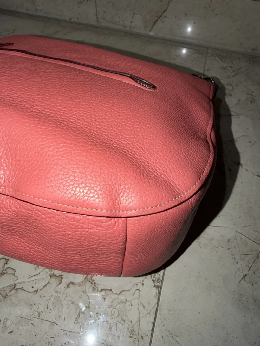 Coach Coral Pink Pebbled Leather Hobo Bag